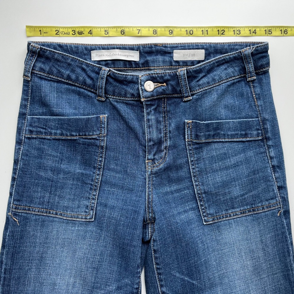Pilcro & the Letterpress Mid Rise Wide Leg Crop Denim Jeans Raw Hem Womens 28 - Picture 8 of 14